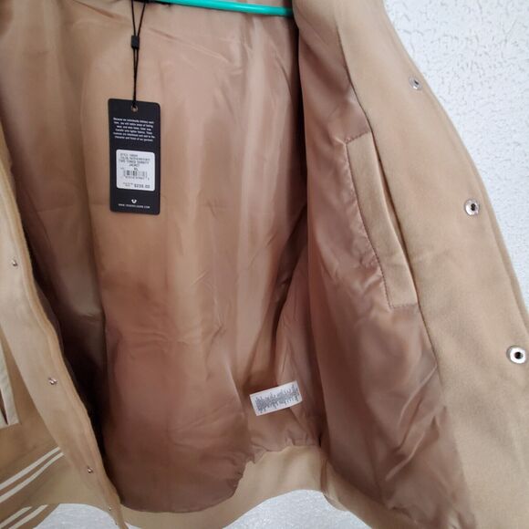 True Religion Buddha Logo Two Tone Varsity Letterman Jacket Men’s XL Leather NWT - Picture 11 of 16